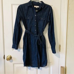 Loft sz XS to S jean dress with adjustable sleeves  & removable belt